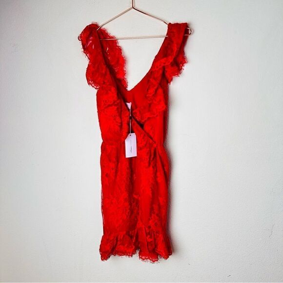 NWT Revolve Lovers & Friends Red Marci Ruffle Lace Mini Dress XS - Picture 6 of 10